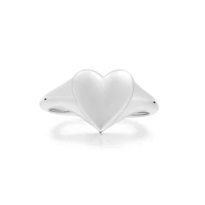 Ania Haie Silver Love Signet Ring Modern Trendy Heart Design