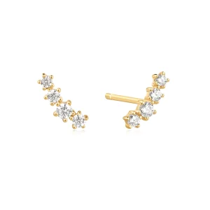 Ania Haie Gold Sparkle Climber Studs Modern Statement Earrings