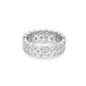 Ania Haie Silver Double Row Bezel Ring Modern Sparkle Jewelry