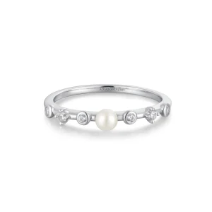 Ania Haie Silver Pearl CZ Ring Modern Luxury Fashion Jewelry
