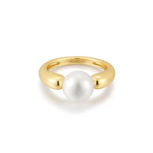 Ania Haie Gold Freshwater Pearl Ring Modern Luxury Trendy Design