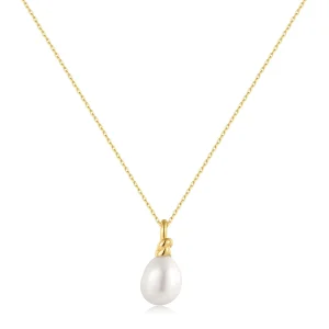 Ania Haie Gold Pearl Pendant Necklace Elegant Modern Statement Jewelry