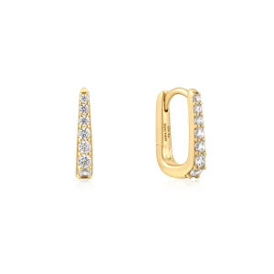 Ania Haie Gold Oval Pave Huggies Earrings for Modern Style