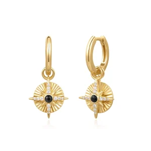 Ania Haie Gold Astrolabe Charm Huggies Sparkle Earrings Trend