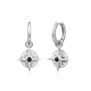 Ania Haie Silver Astrolabe Charm Huggies Modern Sparkle Earrings