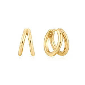 Ania Haie Gold Double Huggies Elegant Modern Statement Earrings