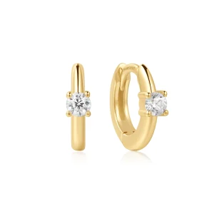 Ania Haie Gold Cubic Zirconia Huggies Earrings for Everyday Shine
