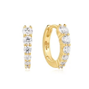Ania Haie Gold Gradient Huggie Earrings With Sparkling Cubic Zirconia