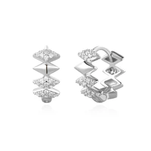 Ania Haie Sterling Silver Huggie Earrings With Sparkling Cubic Zirconia
