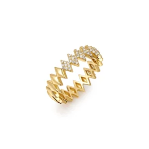 Ania Haie Gold Sparkle Ring With Pave Detail For Effortless Glam
