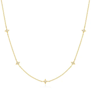 Ania Haie Gold Stars Station Necklace Delicate 14K Sterling Silver Layer