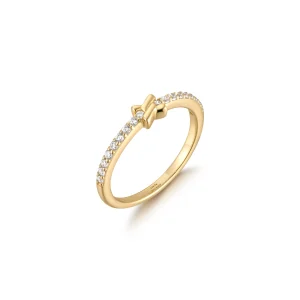 Ania Haie Gold Cross Cubic Zirconia Ring Elegant Stackable Jewelry