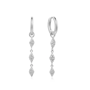 Ania Haie Silver Sparkle Drop Huggie Earrings with Cubic Zirconia