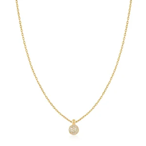 Ania Haie Gold Pave Sphere Necklace Sterling Silver Sparkle Charm