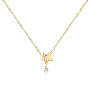 Gold Star Drop Necklace Elegant Sparkling Jewelry for Women
