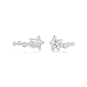 Silver Meteor Climber Earrings Dreamy Star Inspired Whimsical Charm