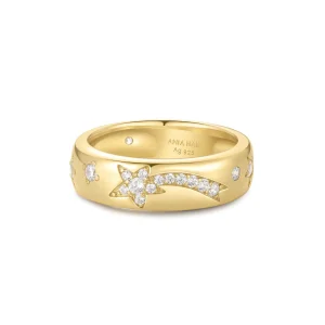 Gold Celestial Chunky Ring Modern Star Design for Women Trendy