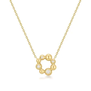 Gold Asymmetric Beaded Circle Necklace Modern Celestial Jewelry