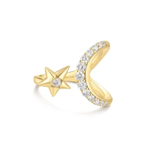 Gold Moon and Star Adjustable Ring Shines With Celestial Charm