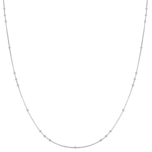 Silver Mini Bead Station Necklace Elegant Versatile Layering Jewelry