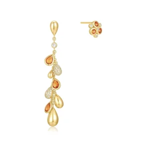 Gold Nano Gem Teardrop Earrings Elegant Solar Orange Trend 2025