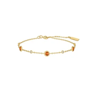 Gold Nano Gem Bracelet With Solar Orange Stones for Vibrant Style