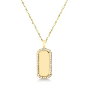Ania Haie Gold Tag Necklace with Sparkling Cubic Zirconia Halo