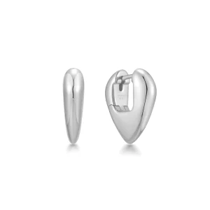 Ania Haie Silver Huggie Hoop Earrings Bold Modern Shield Design
