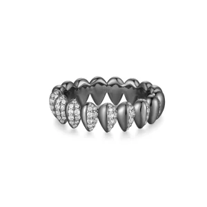 Ania Haie Black Sparkling Puffy Spike Ring Bold Statement Jewelry