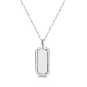 Ania Haie Silver Sparkling Tag Necklace with Cubic Zirconia Halo