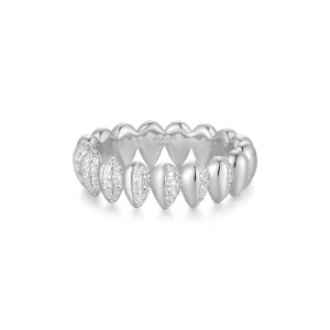 Ania Haie Silver Sparkling Spike Ring Bold Elegant Statement Jewelry