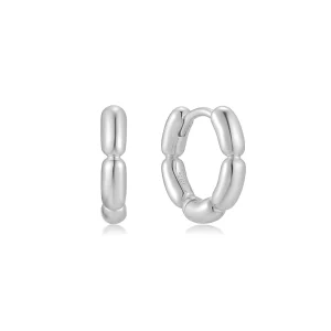 Silver Puffy Huggie Hoop Earrings Modern Luxury Statement Style
