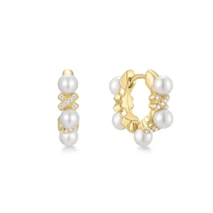 Gold Braided Shell Pearl Hoop Earrings Luxury Statement Jewelry