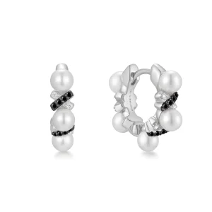 Two-Tone Braided Pearl Hoop Earrings Modern Luxury Affordable Design