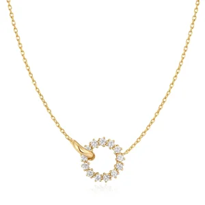 Ania Haie Gold Interlinked Circles Necklace With Sparkling Pave