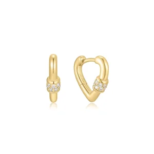 Gold Heart Clasp Huggie Hoop Earrings Modern Trendy Jewelry
