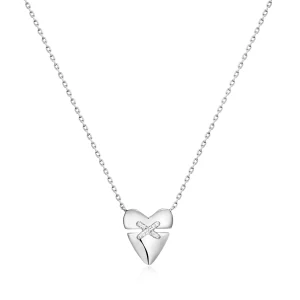 Ania Haie Silver Heart Necklace With Pave Detailing for Women