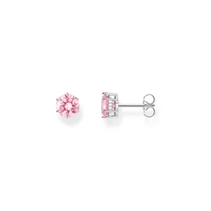 THOMAS SABO Ear studs with big, pink zirconia