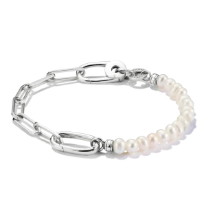 THOMAS SABO Connect Charm Bracelet Paperclip with Pearls Silver