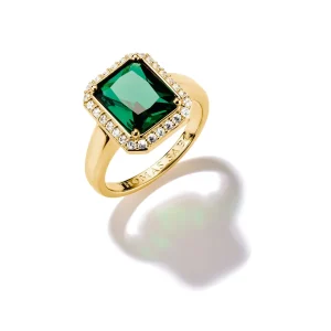THOMAS SABO Ring with Green Octagon Stone
