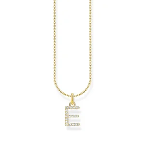 THOMAS SABO Necklace with letter pendant E and white zirconia - gold