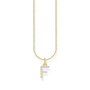 THOMAS SABO Necklace with letter pendant F and white zirconia - gold