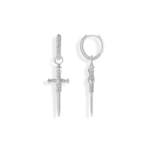 THOMAS SABO Single hoop earring with sword & white stones