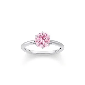THOMAS SABO Ring with pink zirconia in brilliant cut