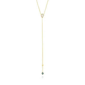 Ania Haie Turquoise And Opal Colour Y Necklace - Gold