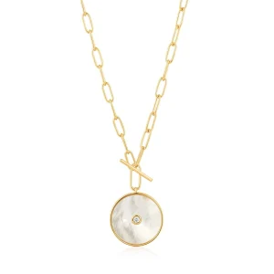 Ania Haie Mother Of Pearl T-Bar Necklace - Gold