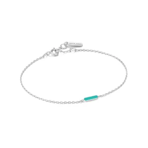 Ania Haie Teal Enamel Bar Silver Bracelet