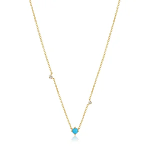 Ania Haie 14kt Gold Turquoise and White Sapphire Necklace