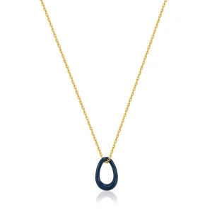 Ania Haie Navy Blue Enamel Gold Twisted Pendant Necklace