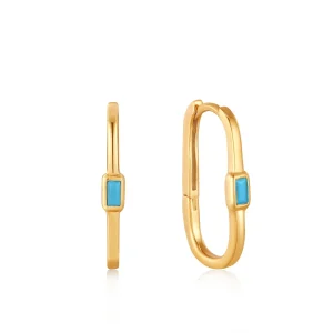 Ania Haie Turquoise Oval Gold Hoop Earrings